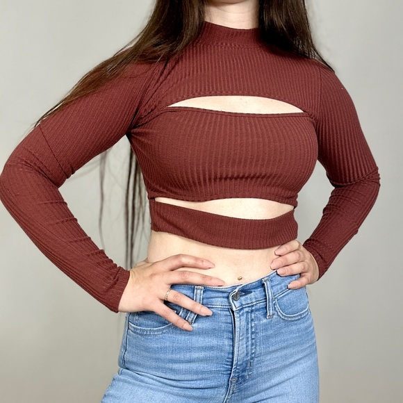 *Forever 21 Cutout Brown Long Sleeve - Picture 3 of 7